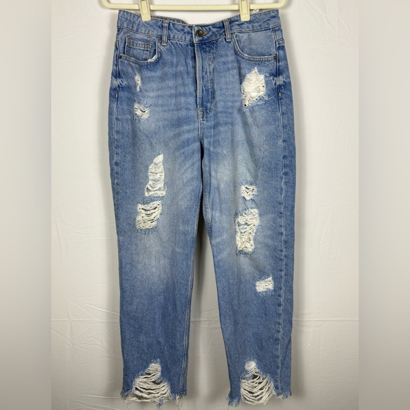Zara Denim - Zara Jeans Distressed Light Blue Denim Crop- size 10